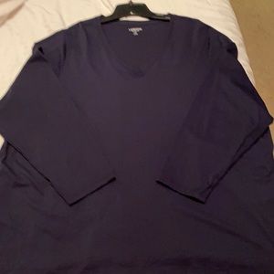 Brand new Lands End long-sleeve, navy V-neck top